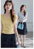 Light Oxygen Shallow Summer Lyocell Shoulder Drawstring Knitted Shirt