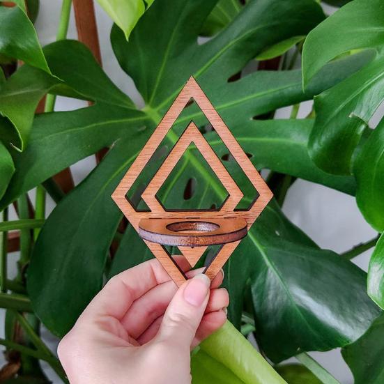 Wall Air Plant Holder Wooden Geometric Air Plant Stand Rustic Wall Mount Planter for Home Living Room Bedroom Decor