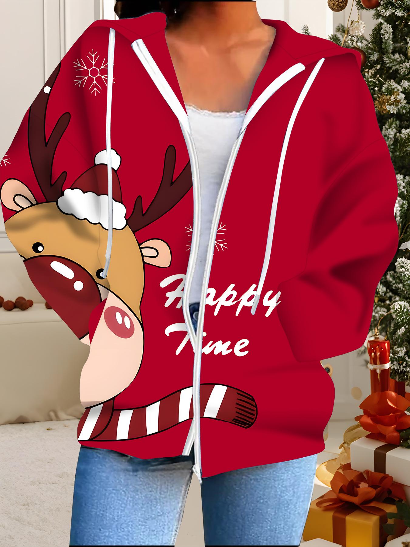 

Рождественский кардиган с капюшоном, 3D-печать, большого размера, осенне-зимний, в стиле ретро 6XL коричневый