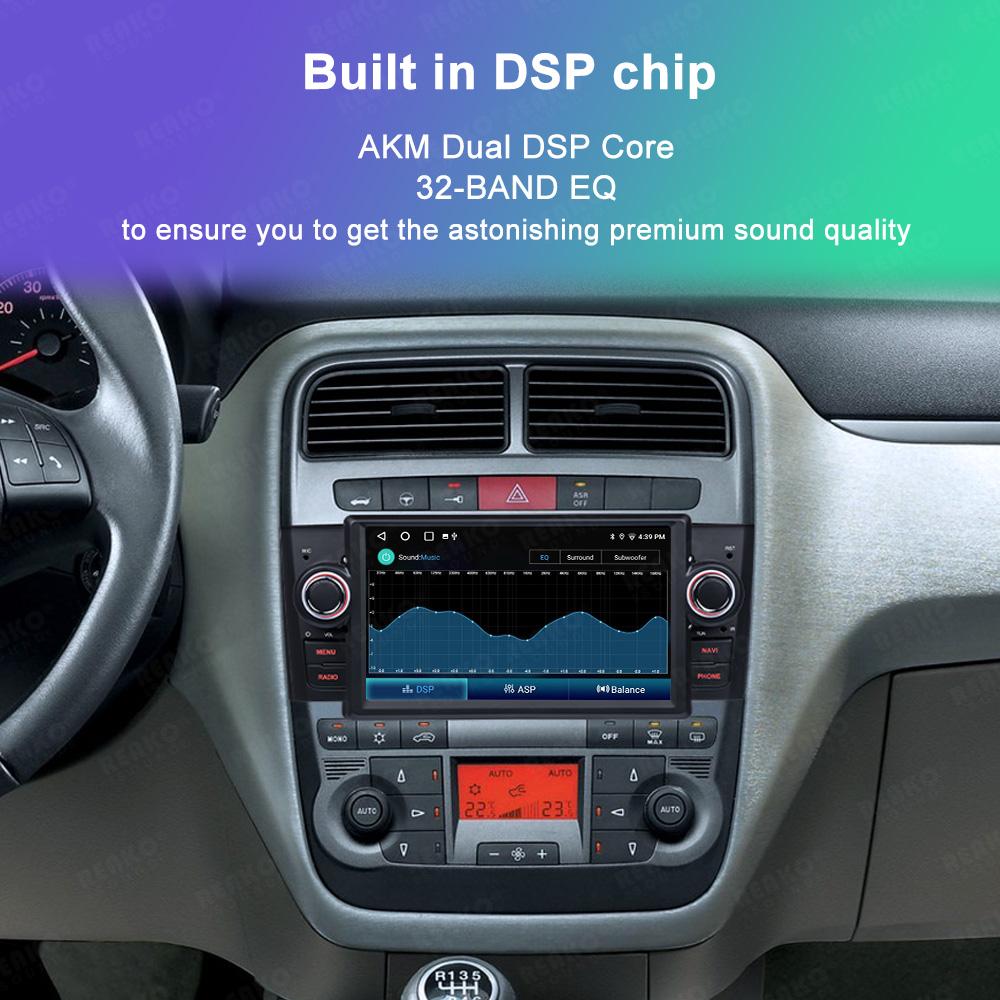 Radio multimedia con reproductor de vídeo y navegación Android 14 para Fiat Grande Punto Linea 2007-2012, 7 pulgadas, pantalla Carplay 4G