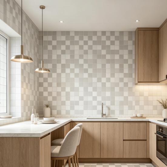 2Pcs 3D Mosaic Tile Sticker, 11.8 x 11.8 Inch Removable Wallpaper Tile, 3D Self Adhesive Wall Tiles, Bathroom Wall Tiles for Kitchen Backsplash, PVC