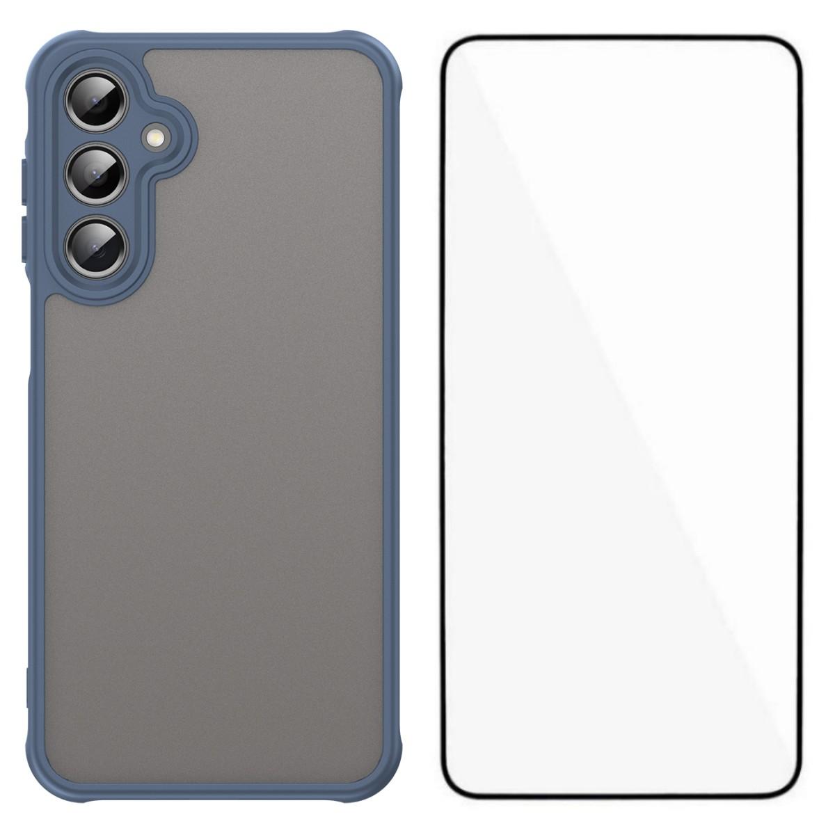 

For Samsung Galaxy A26 5G Case with Screen Film WANLONFENG FD Series Skin Touch TPU PC Phone Back Cover Blue