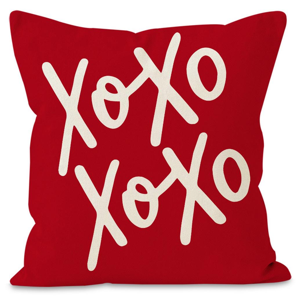 Valentine's Day Couple Love Sofa Pillow Cover Home Decoration Pillow Cover Linen Printed Cushion Cover