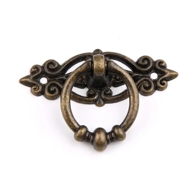 Cabinet Retro Handle Door Antique Alloy Handle Drawer Pull Ring Wood Case Handle Hanging Ring For Home Furniture DIY Decoraction