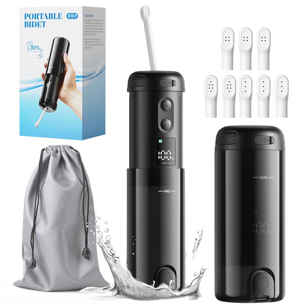 8 Replaceable Nozzles Handheld Bidet Rechargeable Hand Sprayer Shower Head Toilet Spray  for Travel