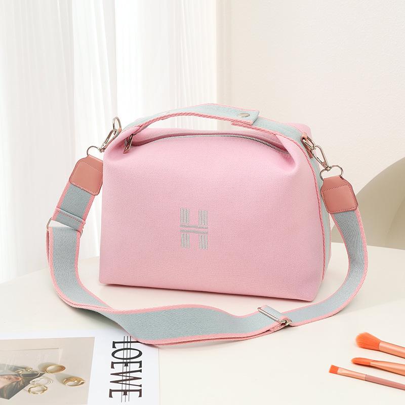 

2022 Корейская однотонная холщовая сумка через плечо на одно плечо – большая вместимость и простой дизайн для женщин розовый