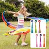 6Pcs Dancing Rhythm Wrist Streamers Gymnastics Dance Decorations Rainbow Dance Ribbons for Dance Shows, Music Classroom