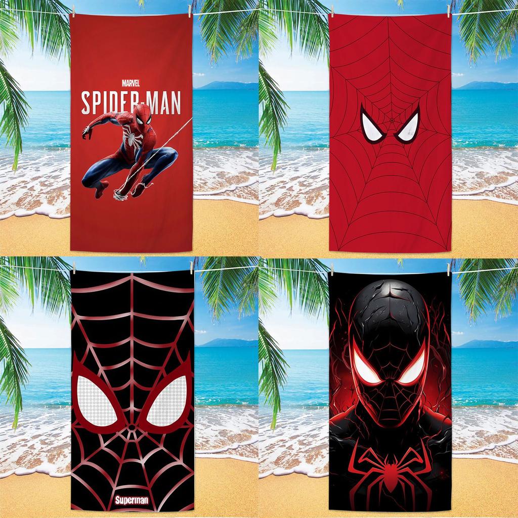 Kids Spider-Man Beach Towel Superfine Fiber Dual-Side Fleece Quick-Dry Absorbent Outdoor Travel Bath Towel Marvel
