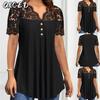 Women's Fashion Casual Solid Color Print Short Sleeve V Neck Blouses & Shirts