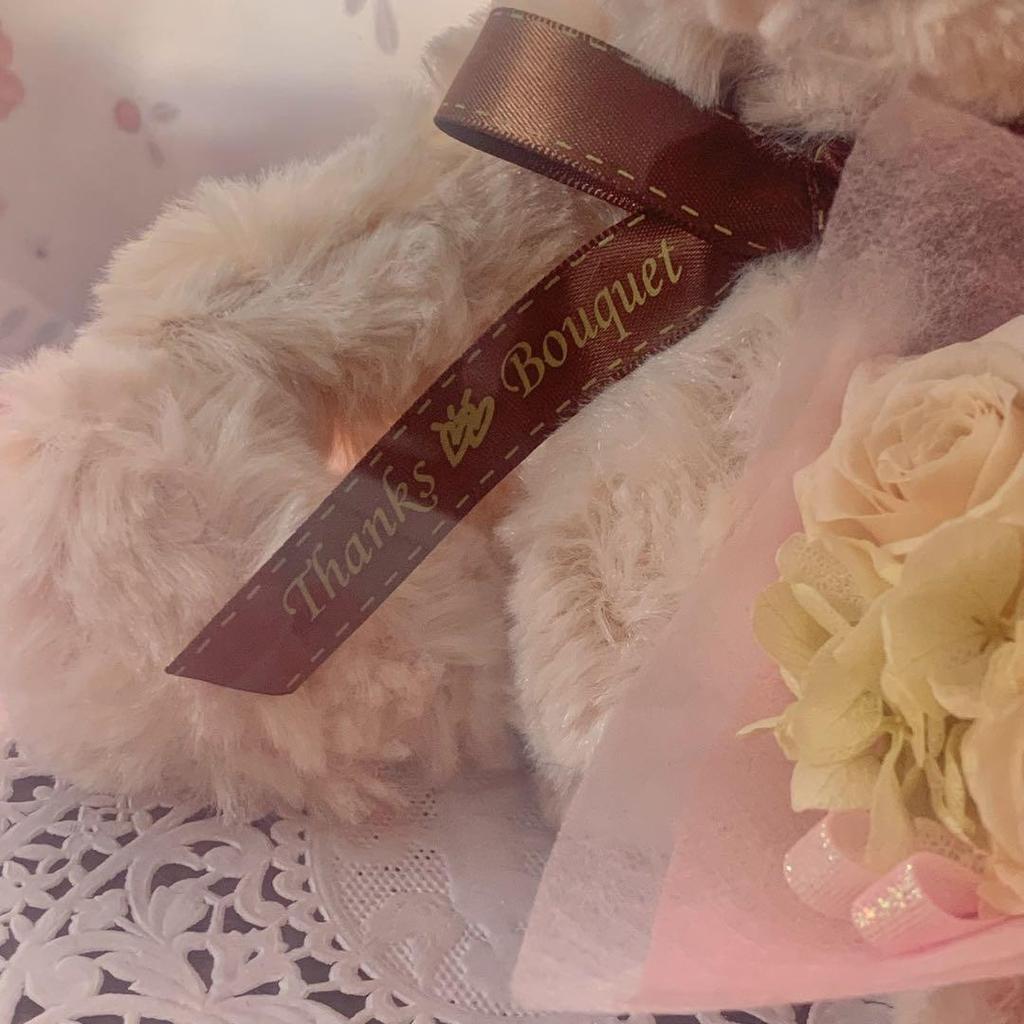 [USED] Teddy Bear Stuffed Animal Interior Preserved Flower Gift Celebration