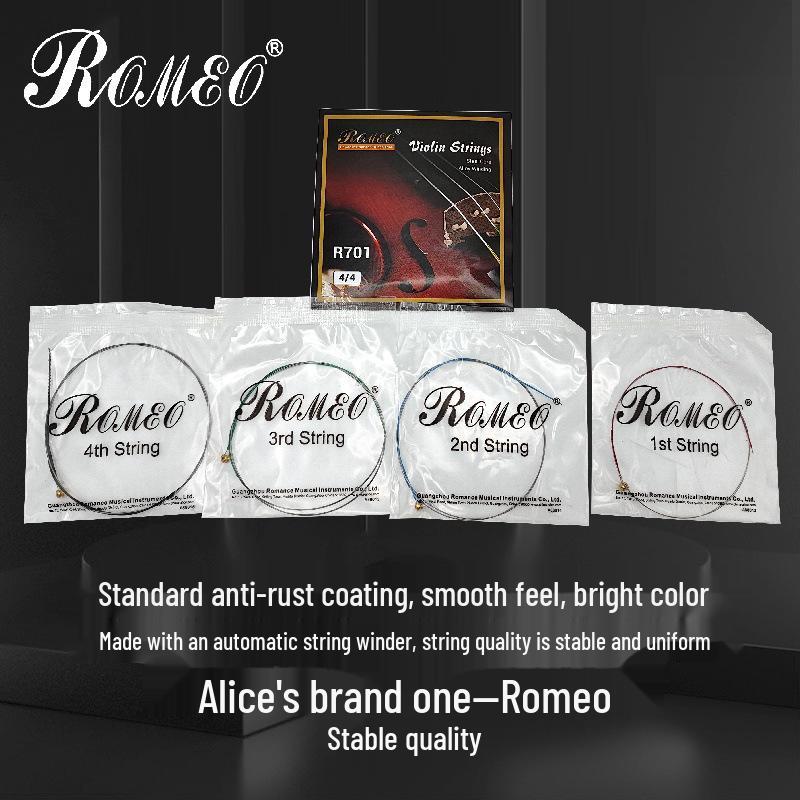 Alice's Violin String Set R701: Steel Strings for Beginner Practice (1st to 4th)