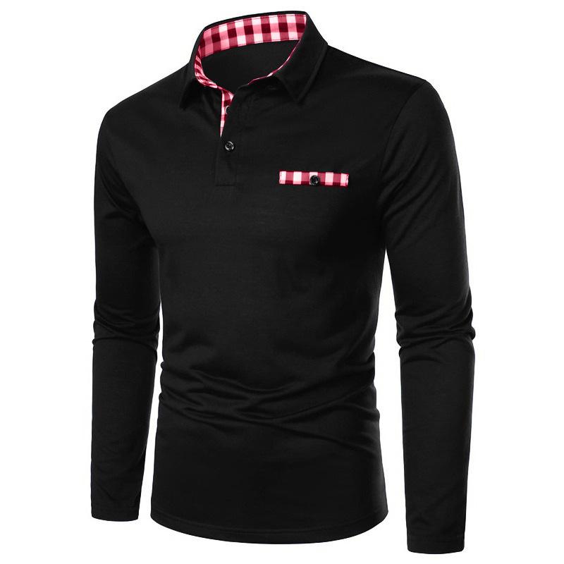 New Work Exercise Fitness Spring Long Sleeve V-Neck Button Men'S Real Pocket Casual Top Polo Shirt Business Shirt