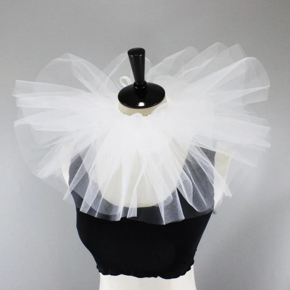 Perfect Match Halloween Mesh Stand Fake Collars Women Pleated Ruffles False Collars Shirt Dress Wedding Party Neck Ruff Scarf Neck Shawl