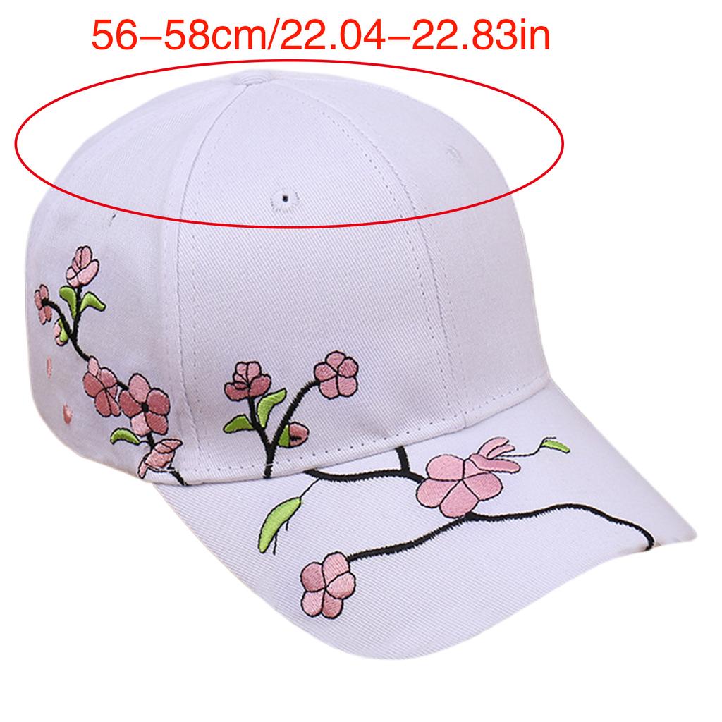 Embroidery Blossom Baseball Hat for Girl Long Brims Soft Fisherman Hat Teens Sunproof Peaked Hat Adjust Sun Hat