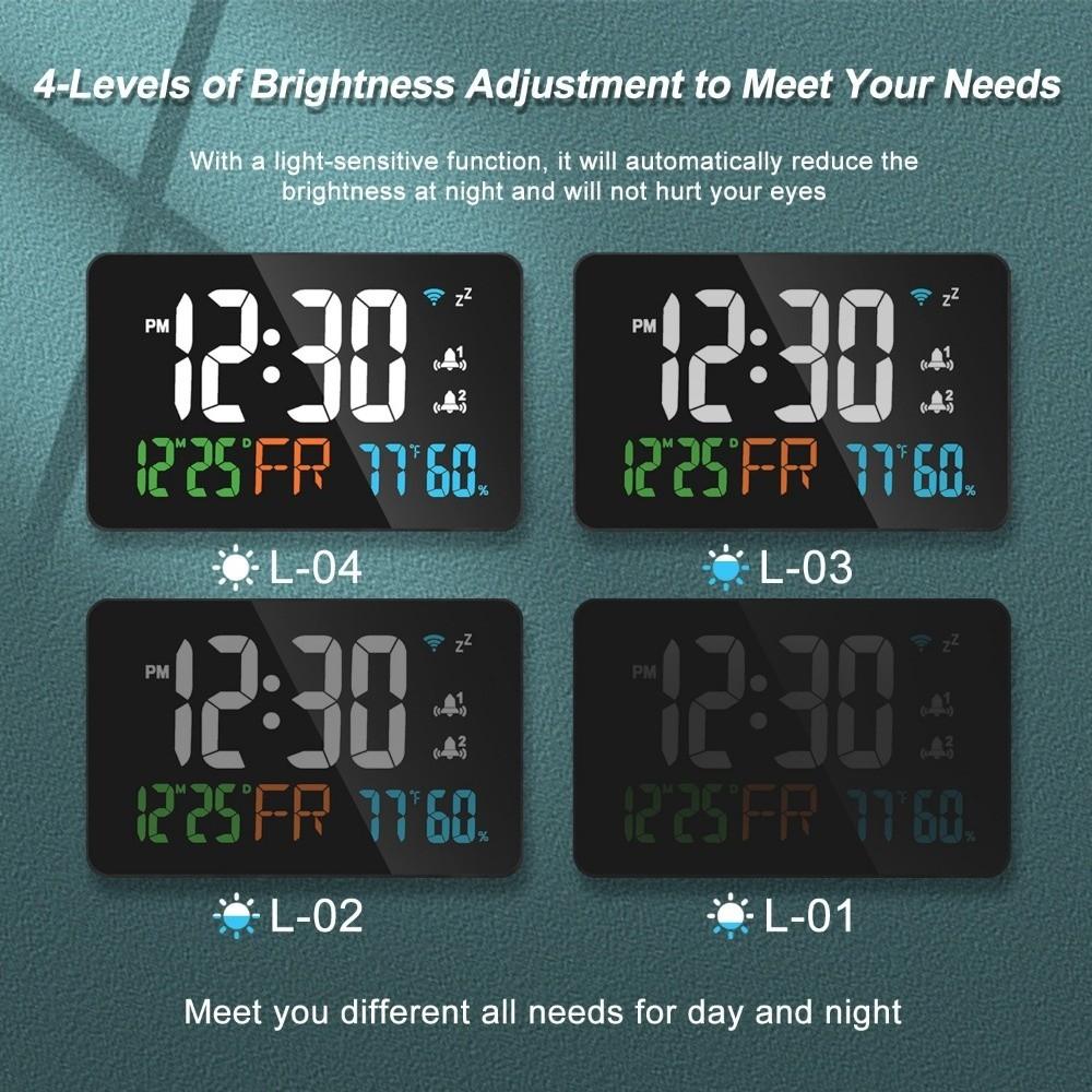 2.4Ghz Tuya WIFI Atomic Clock Clock Zone Temperature Auto Time Calibration Electronic Wall Clock APP Remote Humidity Alarm Date