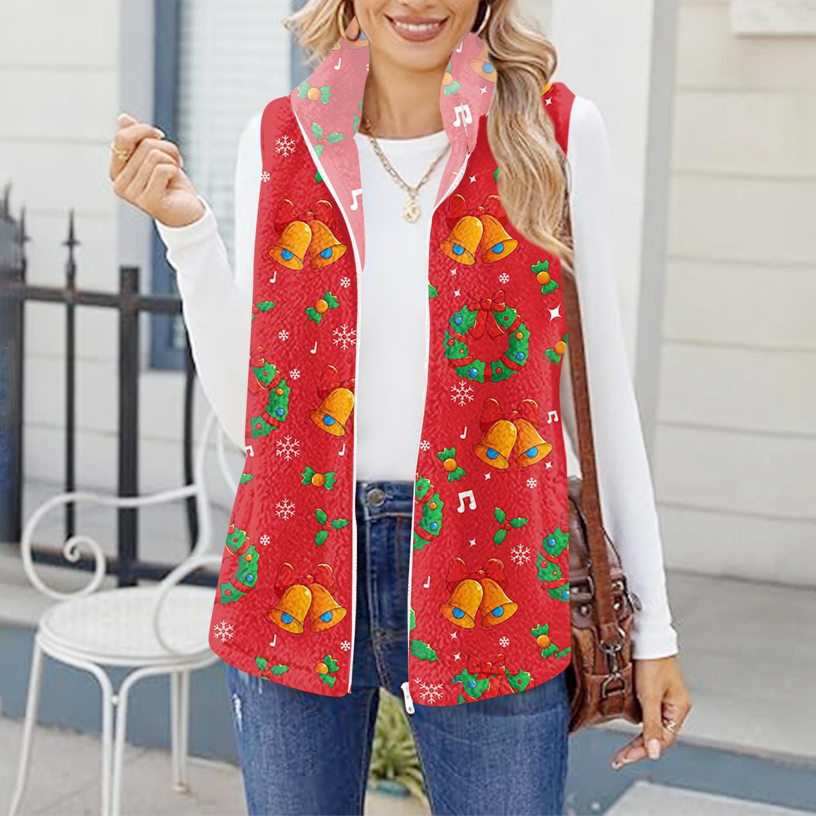 

Женский рождественский модный и теплый флисовый кардиган-жилет с принтом XL винный