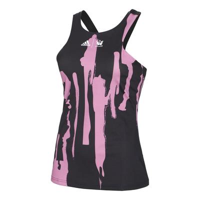 Adidas Tebe Magugu Tennis New York Tank Lilac Size L Y-Back Top, Women's MLQ28, Black/Semi-Pulse (HT4234),