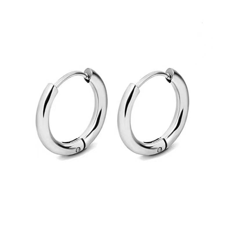 Stainless Steel Electroplated European & American Fashion Round Wire Earrings