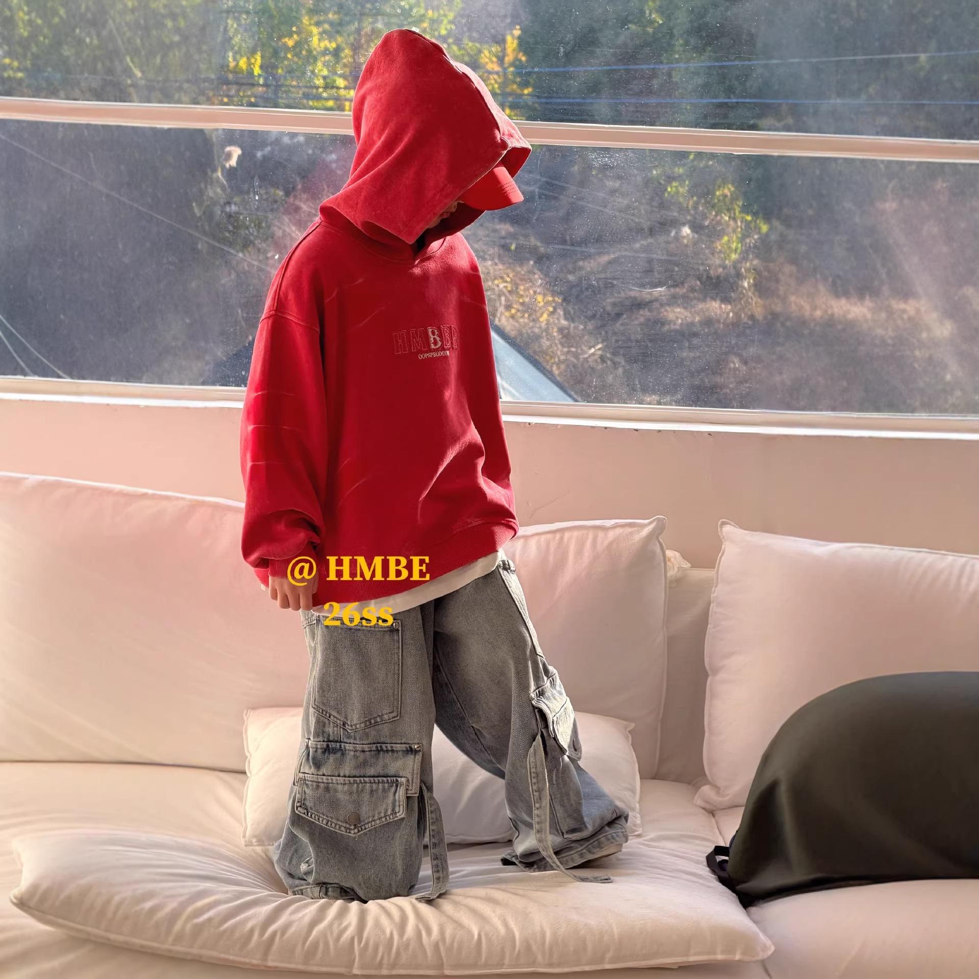 

ABC Boys 2026 Korean Style Spring & Autumn Hoodie for Kids - Printed Hooded Top for Middle and Big Boys 130 cm червоний