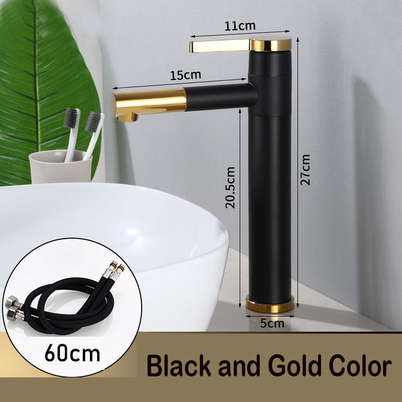 Bathroom Basin Faucets Black Sink Faucets Hot Cold Water Mixer Crane White Deck Mounted 360° Rotating Universal Water Taps Gray