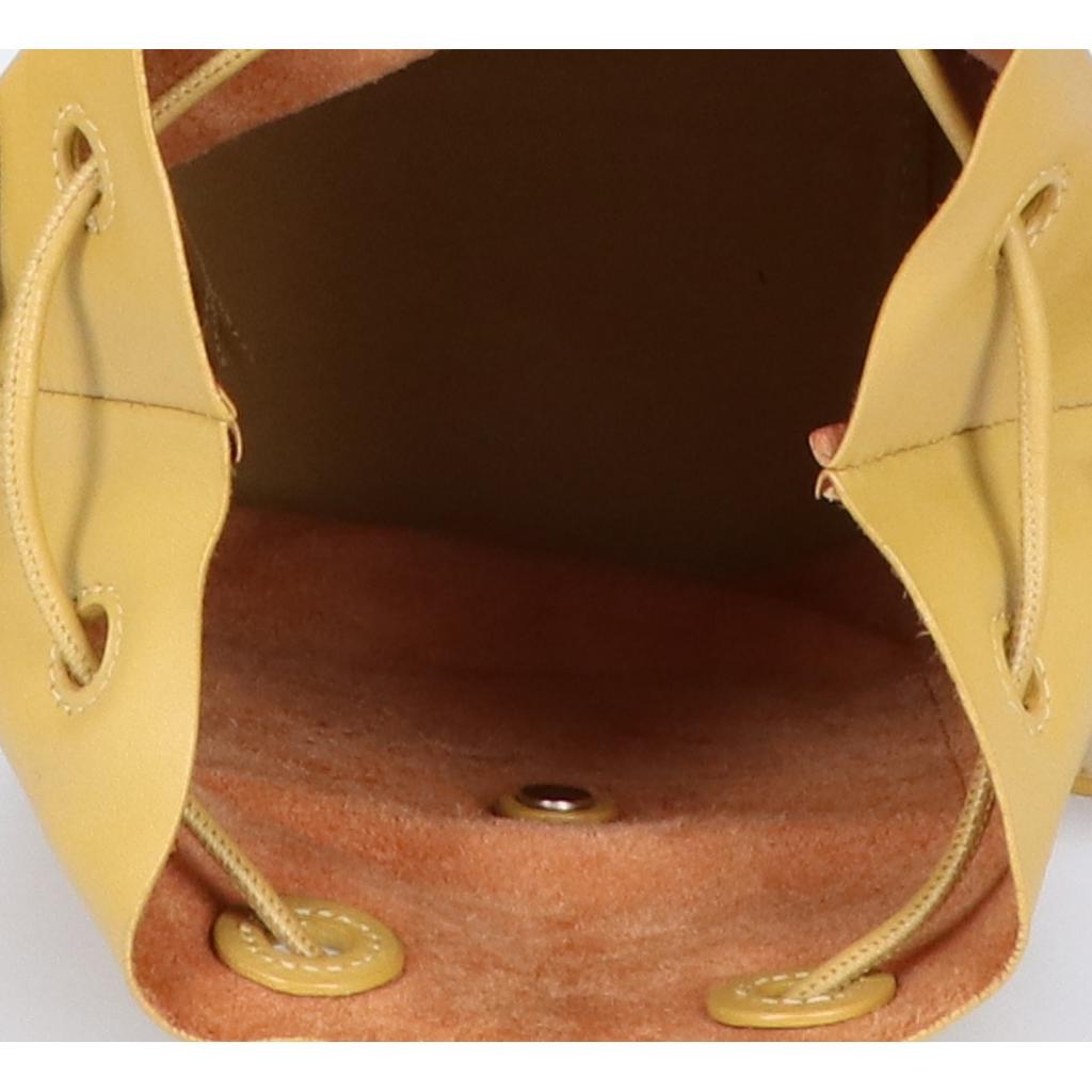 Jil Sander Leather Bucket-shaped Drawstring Bag Shoulder Bag mustardUsed