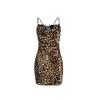 Leopard Print Lace Cami Nightgown Backless Crisscross Strap Satin Women's Sexy Loungewear 909 Bold Trendy Sleepwear with Wild Print Charm