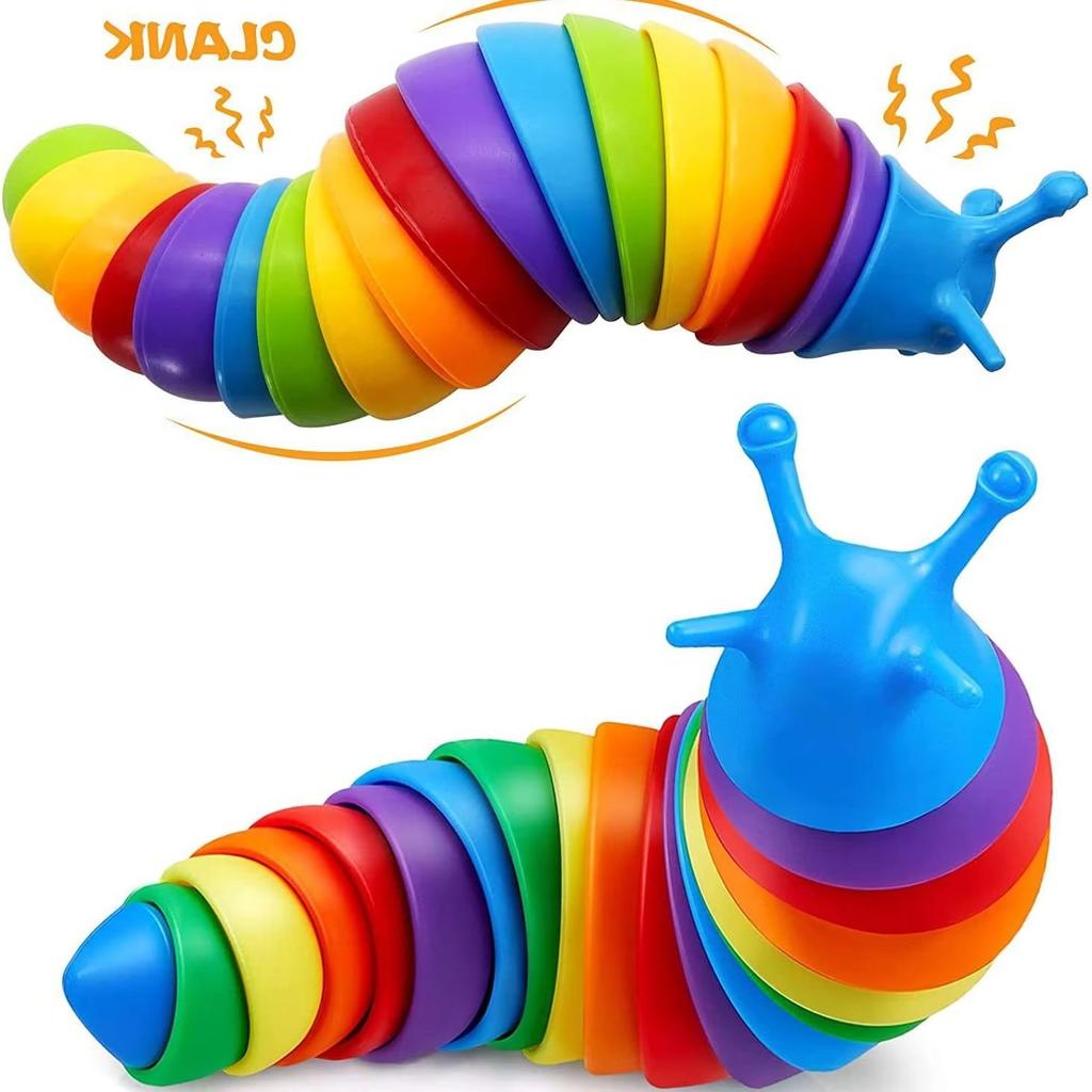 3D Flexible Articulated Slug Snail Toy - Colorful All Ages Anti-Anxiety Sensory Relief Fidget Toy for Children