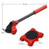 Red Heavy Duty Furniture Lifter Transport Tool Set Furniture 4 Move Roller 1 Wheel Bar for Lifting Moving Furniture Mover set Kit