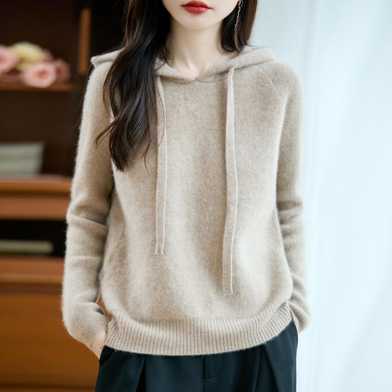 Women's cashmere sweater Qinghe cashmere 30% cashmere 70% wool autumn and winter pullover warm and fashionable