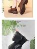New Women's Genuine Leather Chunky Heel Lace-up Loafers - British Style, Round Toe, Soft Sole, Non-slip, Versatile for Spring/Autumn