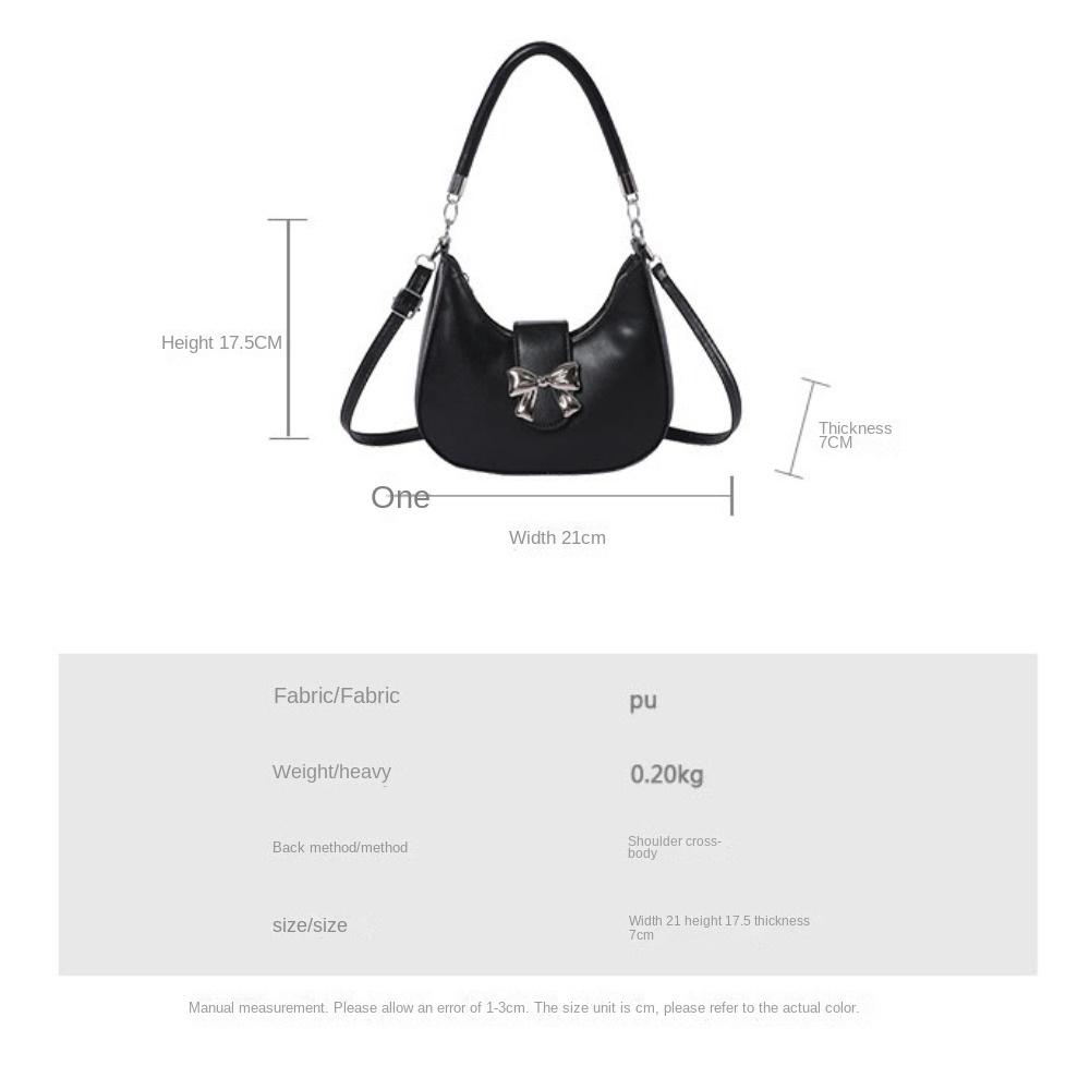 2025 Trendy Bow Shoulder Bag Underarm Bag Solid PU Leather Messenger Bag Daily Casual Commuting Bag Handbag