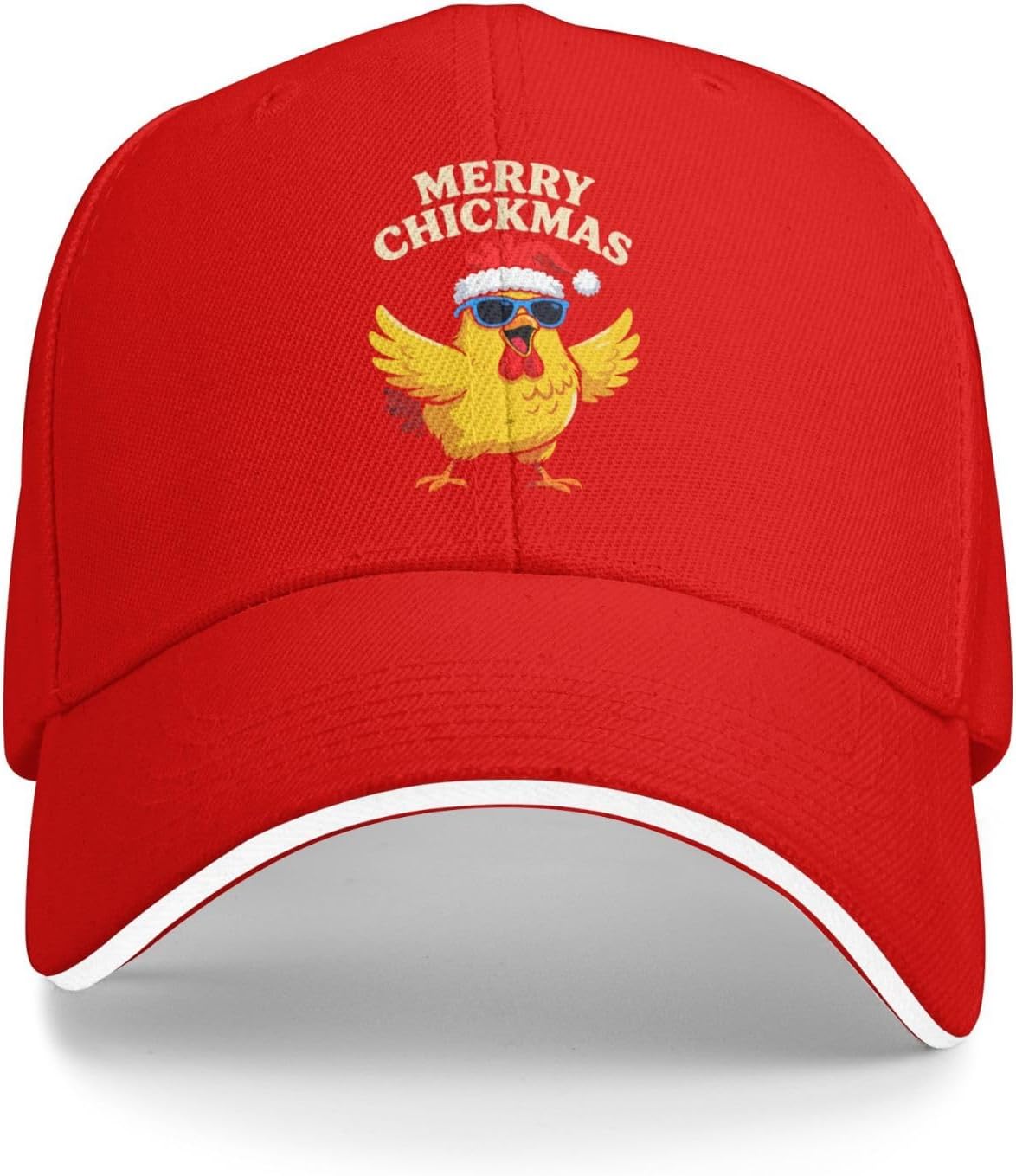 Merry Chickmas Chicken Funny Baseball Cap Cool Holiday Themed Washed Sports Hat Adult Unisex One Size