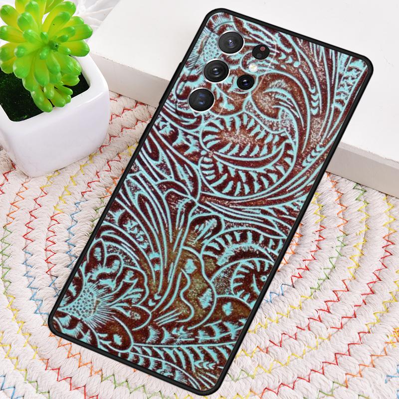 Brown Tooled Leather Pattern Phone Case for Samsung Galaxy note 10 pro S26 Ultra S23 S24 FE S25 S21 S22 PLUS shockproof Cove