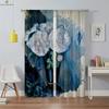 2 Pieces Blackout Curtains Landscape Oil Painting 3D Printing Curtains High Quality Black Silk Vintage Decorative Curtains