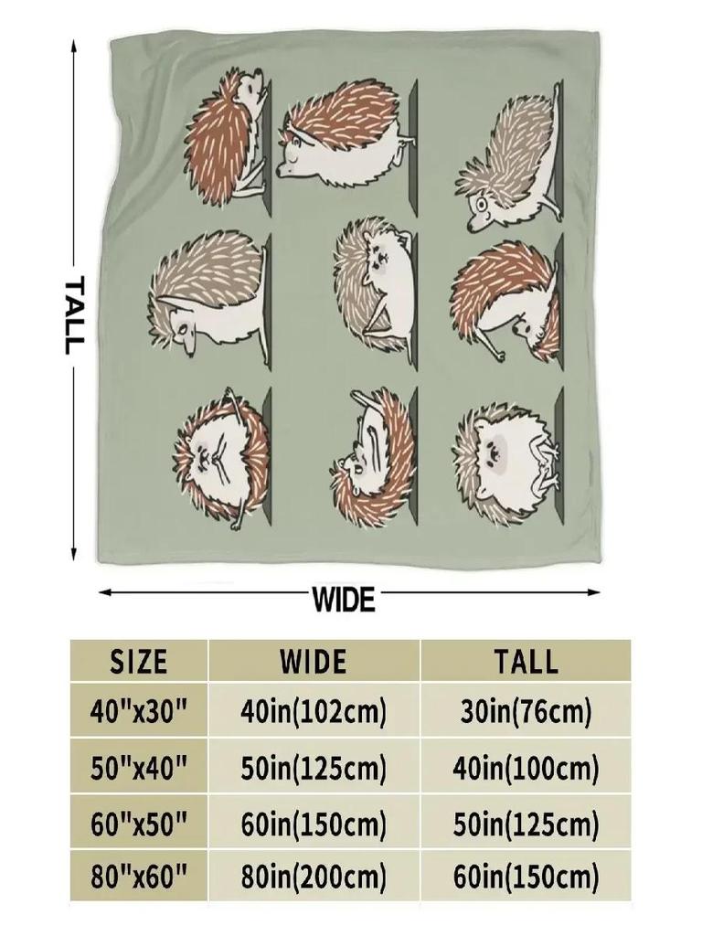 Hedgehog Yoga Blanket Soft Warm Flannel Throw Blanket for Bed Living Room Picnic Travel Home Couch
