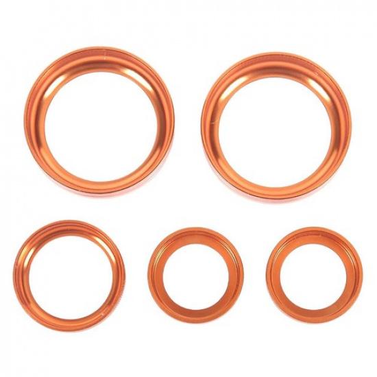 5Pcs Orange Center Console Knob Trim Ring Cover Fit For Ford Maverick -