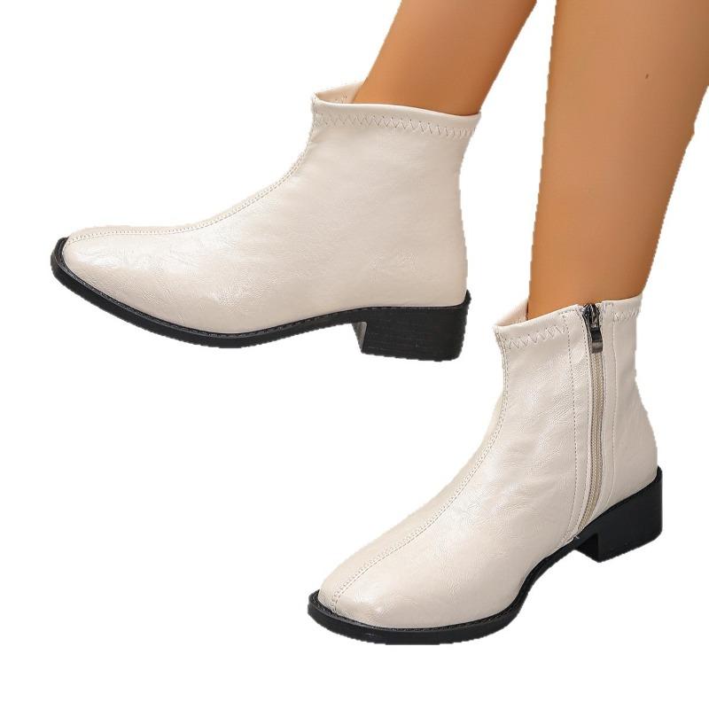 New Soft Leather Square Toe Versatile Low-heeled Shoes, Dr. Martens Boots and Women's Shoes