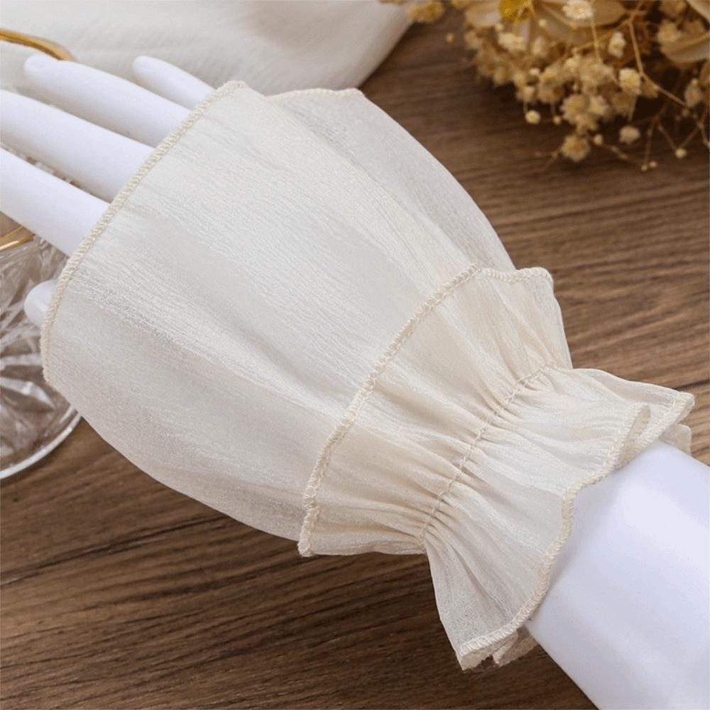 Fingerless Gloves Detachable Cuffs Ruched Pleated Lace Fake Sleeves Cuffs Lolita Matching Solid Color