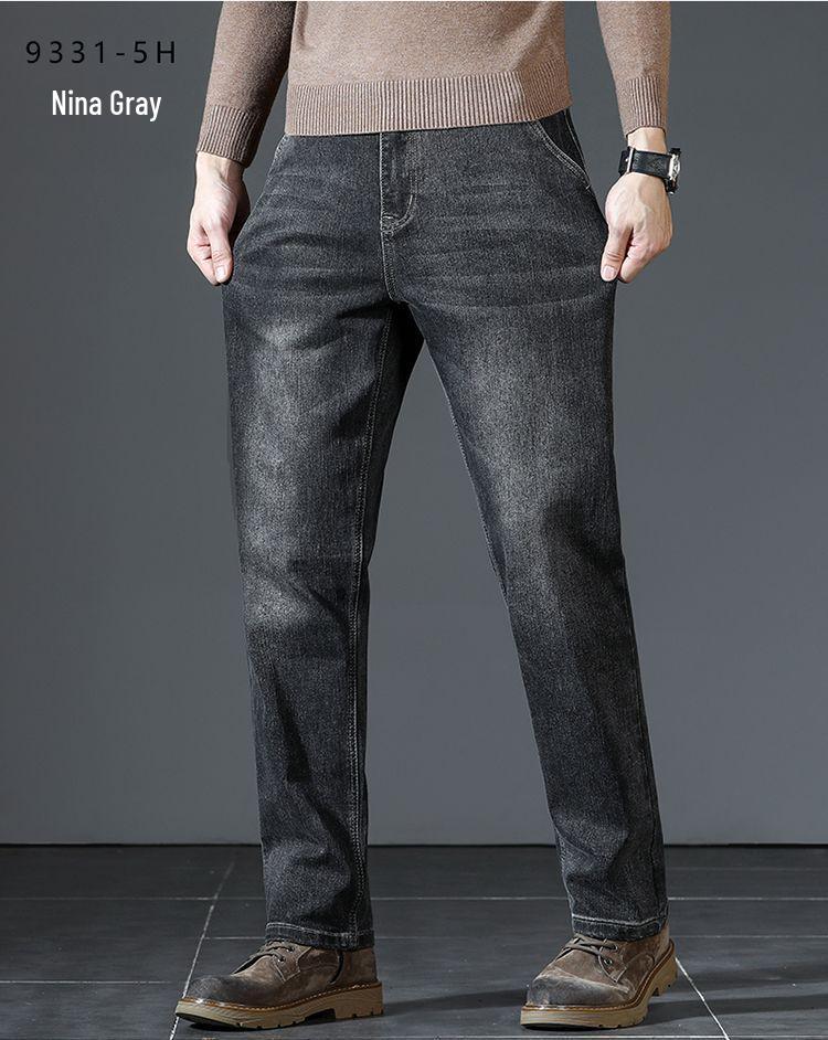 Herren Jeans Übergröße Grau Hohe Taille Lockerer Schnitt