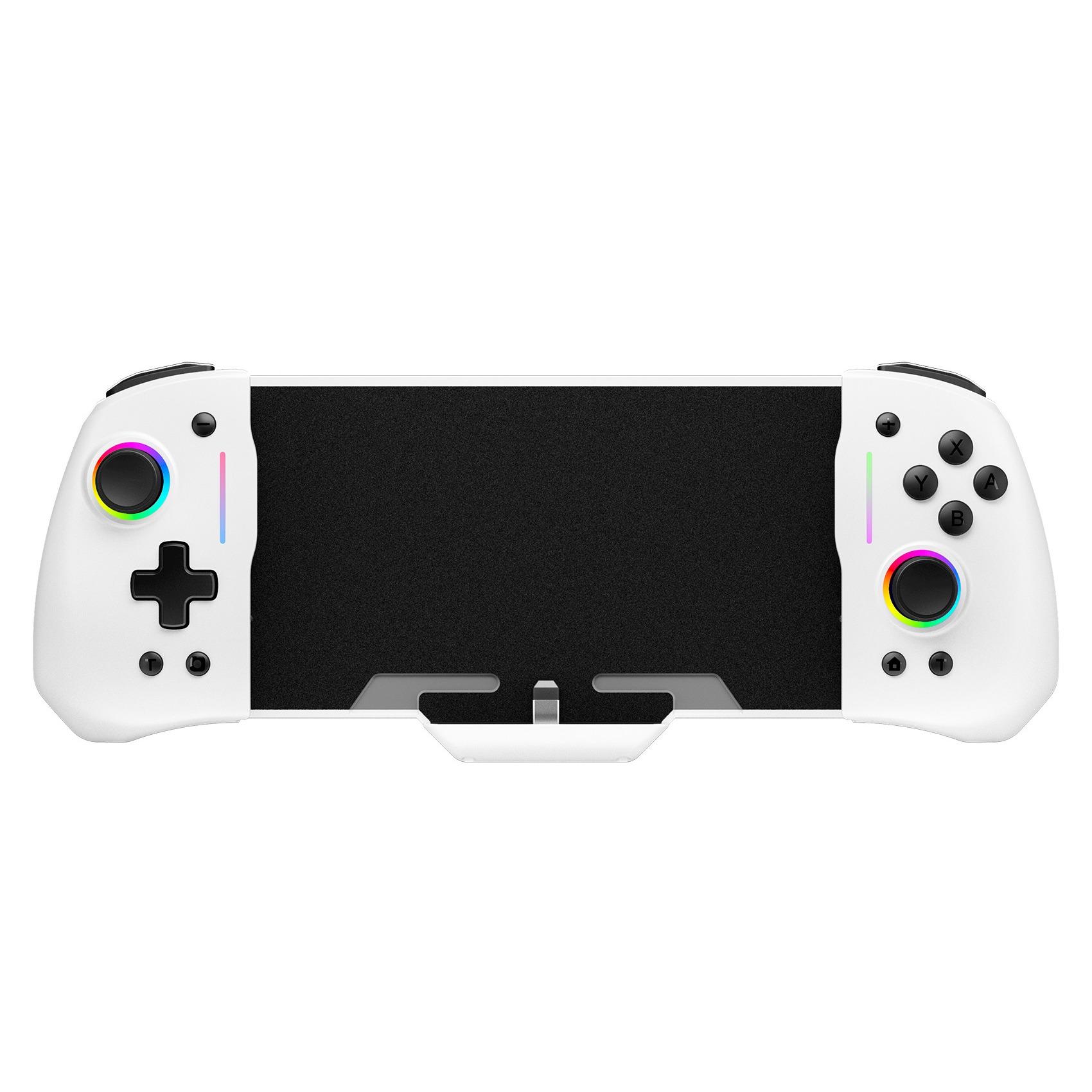 

Переключатель/OLED-контроллер для ручного режима, замена цельного проводного джойстика с 8-цветной регулируемой светодиодной подсветкой/кнопкой «Назад»/6-осевым гироскопом/двойной вибрацией 29.5*10.5*4cm белый