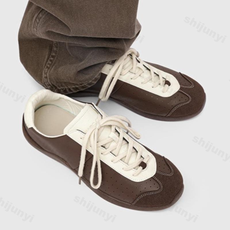Fashion Niche Design Ballet Style Soft Soled Men's Low Top Casual Shoes 2025 Autumn New Color Block Retro Comfortable Versatile sneakers
