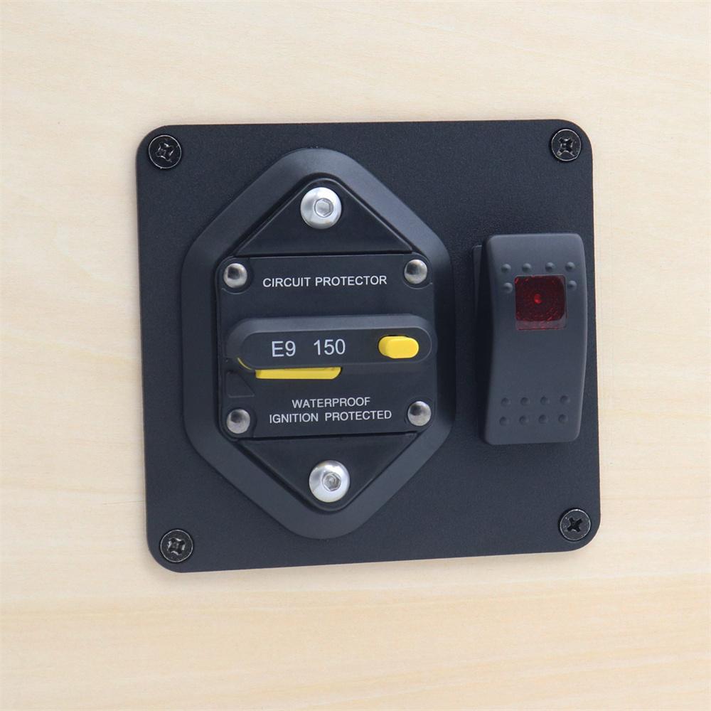 2-in-1 150A Circuit Breaker Panel + Red LED Switch ON OFF For RV Boat Car Truck