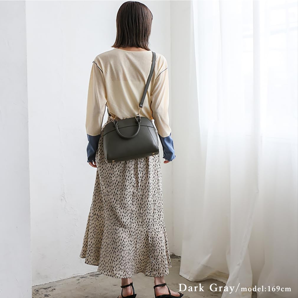 VITAFELICE Damen-Handtasche aus echtem Leder mit Rundum-Reißverschluss (sib-20080n) (Dunkelgrau)