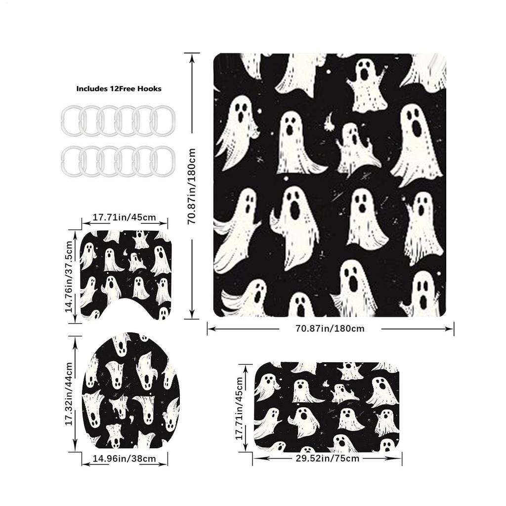 Halloween Bathroom Curtains Spooky Bathroom Ghost Curtains Horror Home Accent For Hotel Restaurant RV Apartment Rental