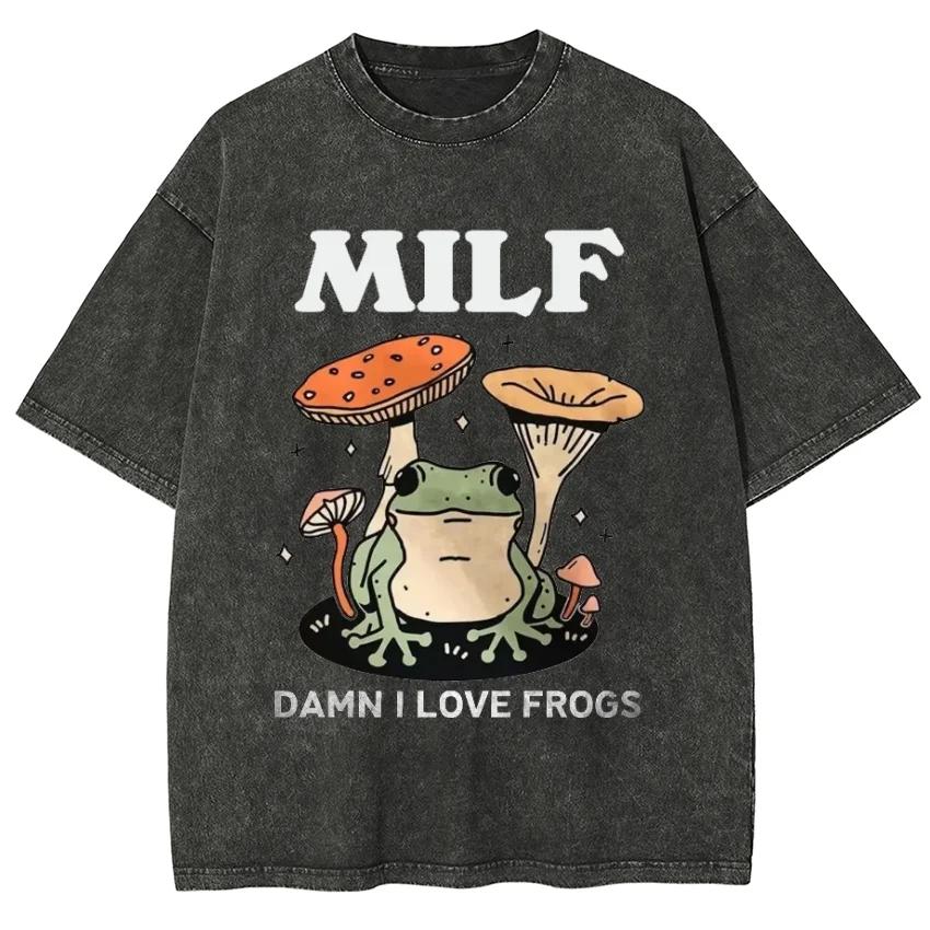 

Я люблю лягушек Футболка с эффектом снежинки для мужчин и женщин, унисекс, винтажная стирка, уличная одежда, ретро футболки 3XL