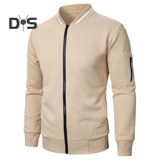 Herren Sweatshirtjacke Jacquard-Design Einfarbig Langarm Casual Top Stehkragen Lockerer Reißverschluss Outdoor Streetwear Mantel Sweatshirts