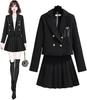 JIURUN Uniforme Escolar Lolita Conjunto de 4 Peças, Lolita Gótico Estilo Militar Fantasia de Cosplay de Halloween, Saia Plissada Blusa Vestido, Tamanho Grande XL, Preto