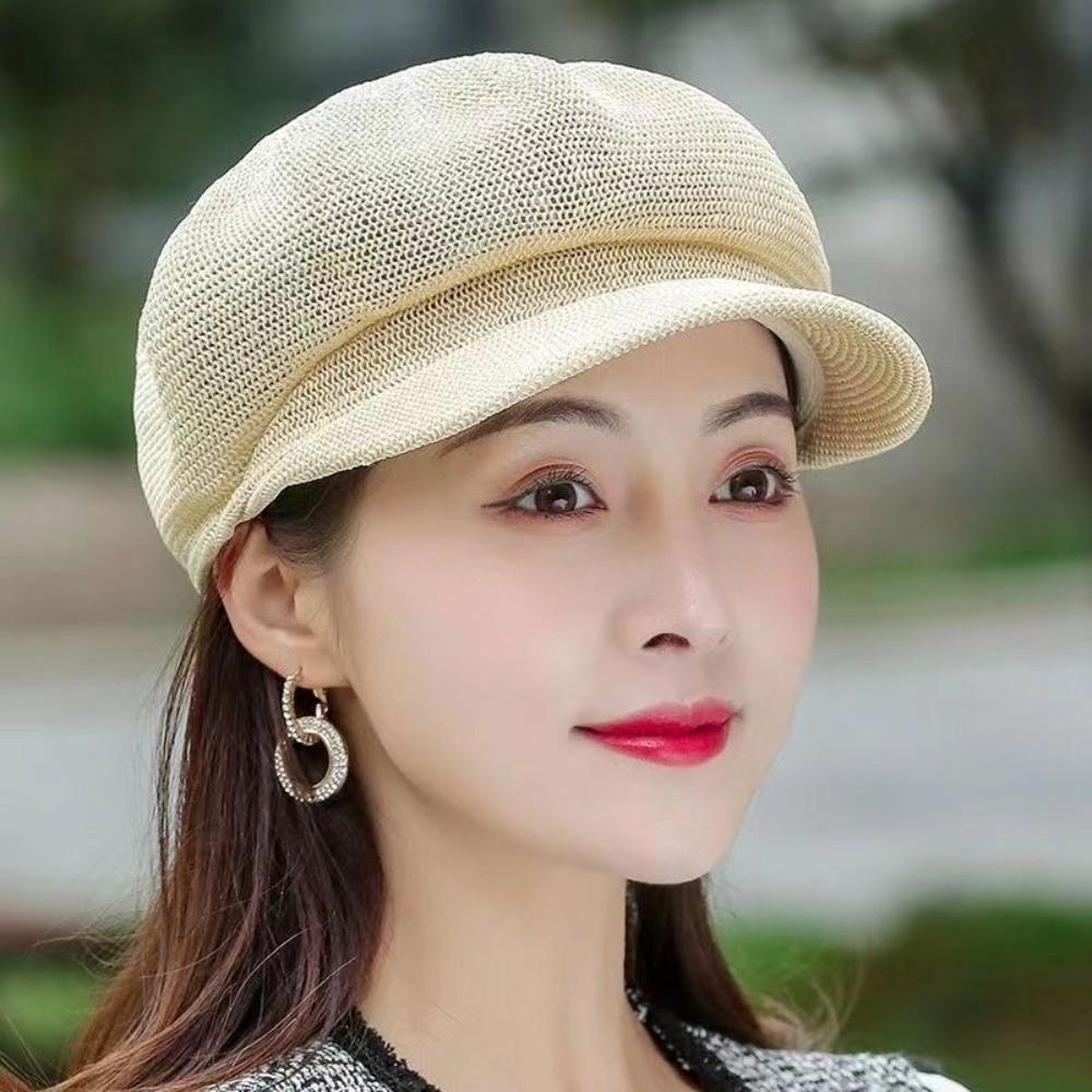 Sunshade Grass Beanie Cap Thin Octagonal Cap Elegant Women Baseball Cap Summer
