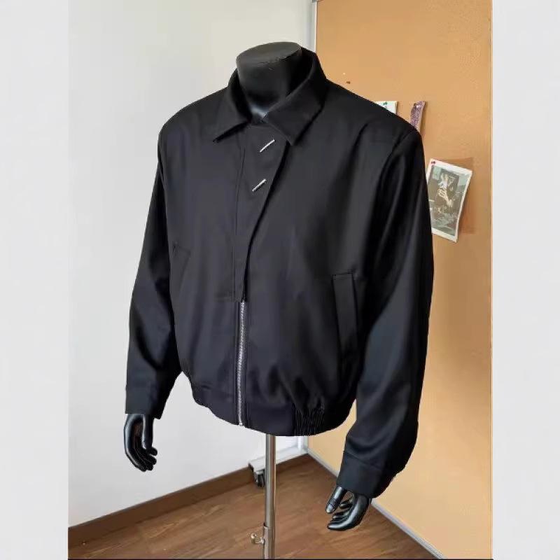 

Korean-Style Men s Padded Shoulder Jacket: Trendy, Loose-Fit, High-End Outerwear for Spring & Autumn XL чёрный