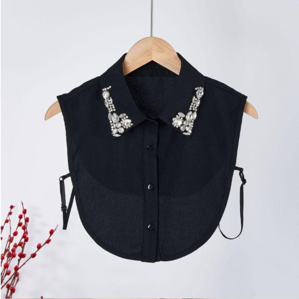 Lace Detachable Collar Rhinestones Shirt Collar False Shirt Collar  Halloween Decoration